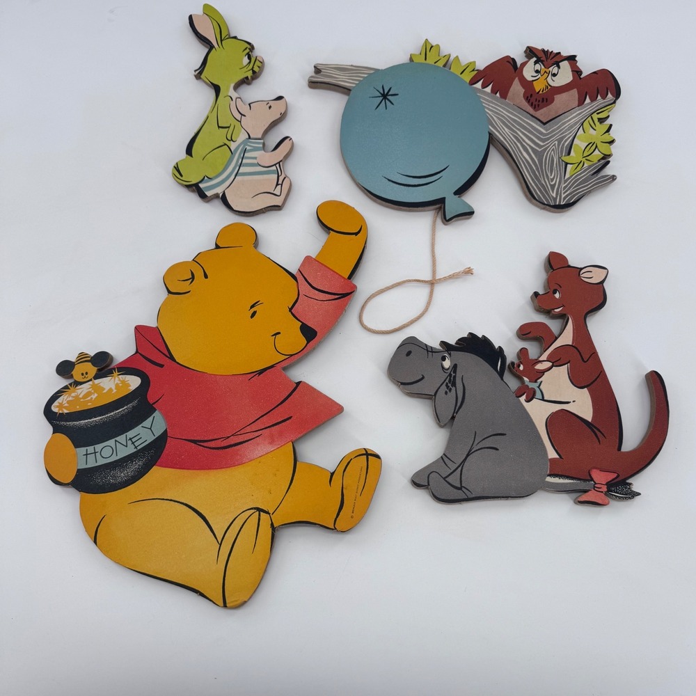 Disney Winnie The Pooh Wall Hanging Set Kids Vintage Multicolor 4 pc Cutouts